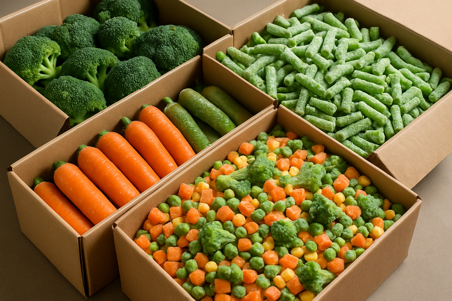 Fresh and frozen vegetables ready for export