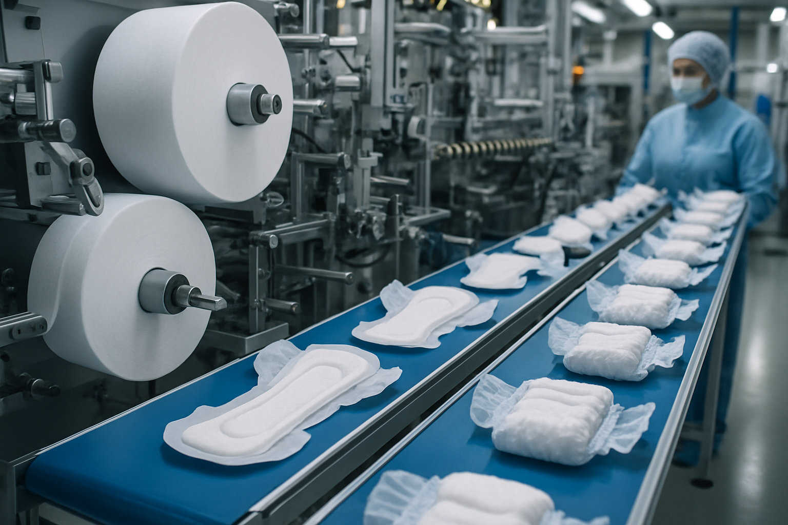 Manufacturing of sanitary pads and diapers